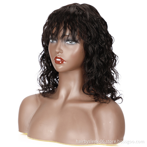 Rebecca Water Wave Human Hair Wig For Women Natural Wave Bob Wigs With Bangs Remy Brazilian Scalp Part Lace Wig Human Hair